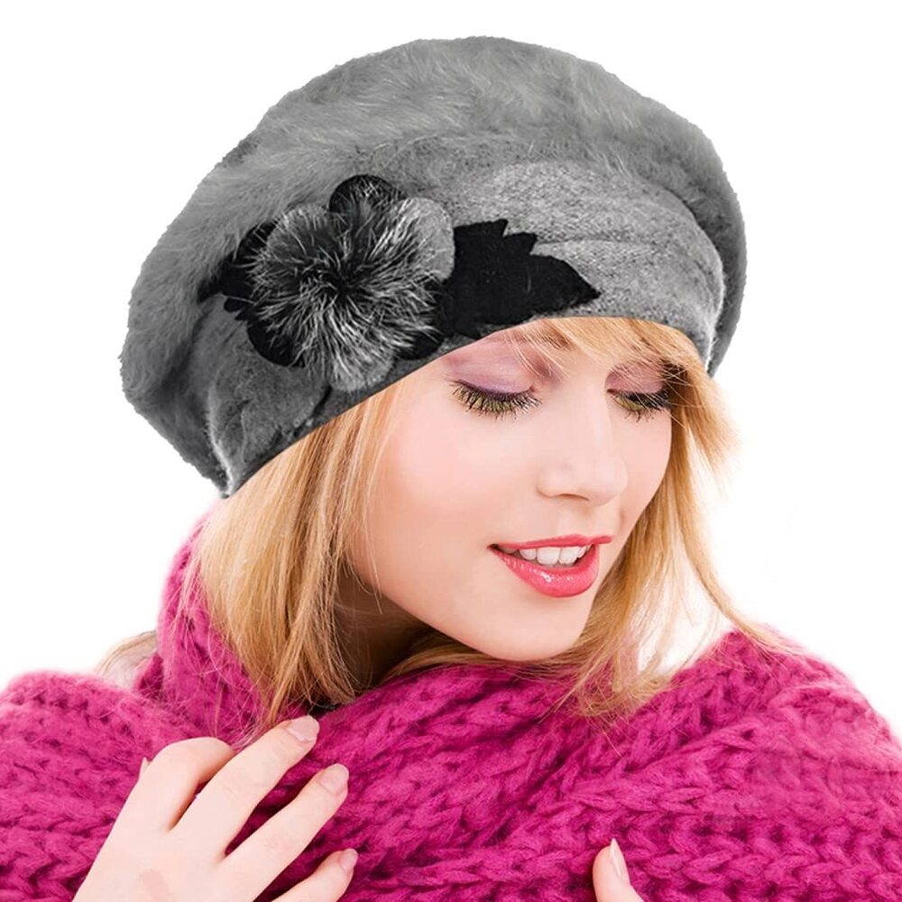 1992 Womens Wool Berets French Beret Beanie Winter Hats Hy022 (br022-grey)